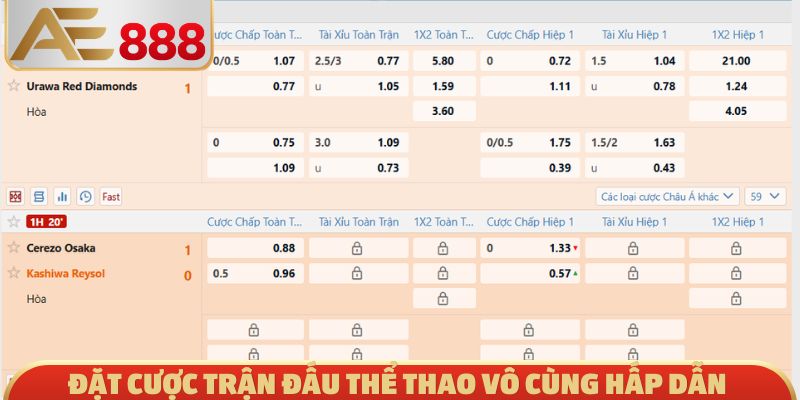 Đặt cược trận đấu thể thao vô cùng hấp dẫn