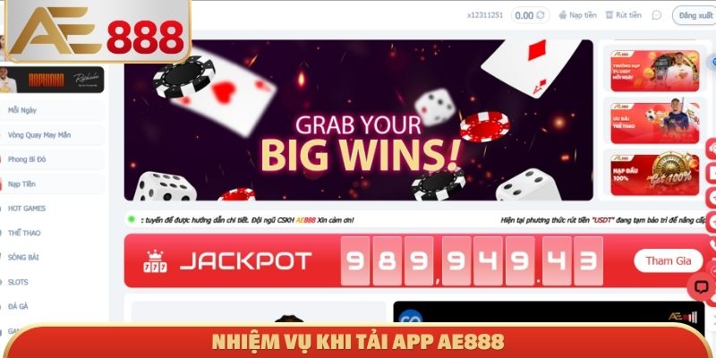 Nhiệm vụ khi tải App AE888